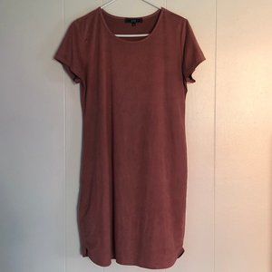 mauve, suede, dress, mini, stretchy